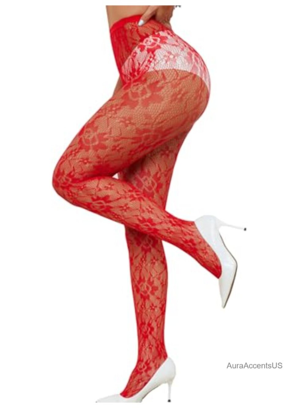Gulinala Women's Floral Fishnet Lace Tights High Rise Thigh Highs Hand Wash